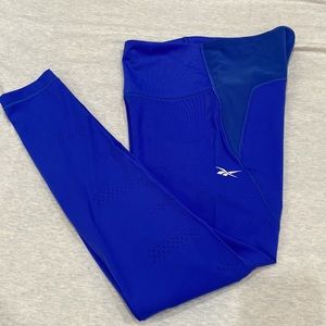 Reebok HR LUXURY PERFORMANCE Laser Cut PERFORATED LEGGINGS NWT Cobalt Blue Small